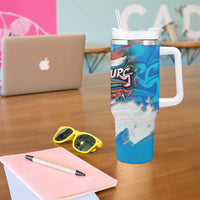Luxembourg Flag Tumbler With Handle with Colorful Graffiti Street Art Design - Wonder Print Shop