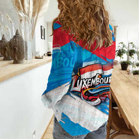 Luxembourg Flag Women Casual Shirt with Colorful Graffiti Street Art Design - Wonder Print Shop