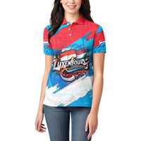 Luxembourg Flag Women Polo Shirt with Colorful Graffiti Street Art Design - Wonder Print Shop