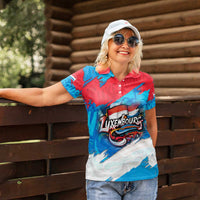 Luxembourg Flag Women Polo Shirt with Colorful Graffiti Street Art Design - Wonder Print Shop