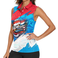 Luxembourg Flag Women Sleeveless Polo Shirt with Colorful Graffiti Street Art Design - Wonder Print Shop