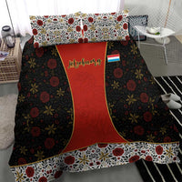 Luxembourg Bedding Set with Floral Folk Embroidery and Red Black Pattern Design