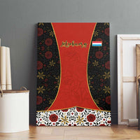 Luxembourg Canvas Wall Art with Floral Folk Embroidery and Red Black Pattern Design