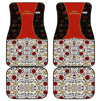 Luxembourg Car Mats with Floral Folk Embroidery and Red Black Pattern Design