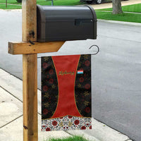 Luxembourg Garden Flag with Floral Folk Embroidery and Red Black Pattern Design