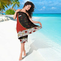 Luxembourg Sarong with Floral Folk Embroidery and Red Black Pattern Design