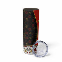 Luxembourg Skinny Tumbler with Floral Folk Embroidery and Red Black Pattern Design