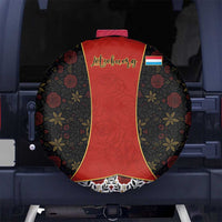 Luxembourg Spare Tire Cover with Floral Folk Embroidery and Red Black Pattern Design