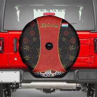 Luxembourg Spare Tire Cover with Floral Folk Embroidery and Red Black Pattern Design