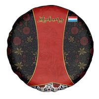 Luxembourg Spare Tire Cover with Floral Folk Embroidery and Red Black Pattern Design