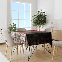 Luxembourg Tablecloth with Floral Folk Embroidery and Red Black Pattern Design