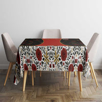 Luxembourg Tablecloth with Floral Folk Embroidery and Red Black Pattern Design