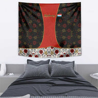 Luxembourg Tapestry with Floral Folk Embroidery and Red Black Pattern Design