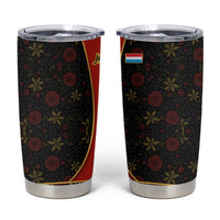 Luxembourg Tumbler Cup with Floral Folk Embroidery and Red Black Pattern Design