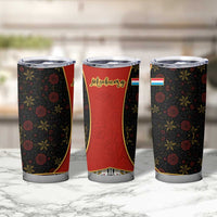 Luxembourg Tumbler Cup with Floral Folk Embroidery and Red Black Pattern Design