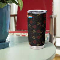 Luxembourg Tumbler Cup with Floral Folk Embroidery and Red Black Pattern Design