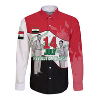 Iraq 14 July Revolution 1958 Long Sleeve Button Shirt Abdul Karim Qasim Broken Chains Rising Fists