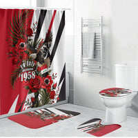 Iraq Revolution Soaring Eagle Bathroom Set Iraqi Flag Red Roses Floral Design