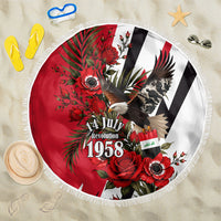 Iraq Revolution Soaring Eagle Beach Blanket Iraqi Flag Red Roses Floral Design