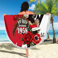 Iraq Revolution Soaring Eagle Beach Blanket Iraqi Flag Red Roses Floral Design