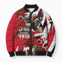 Iraq Revolution Soaring Eagle Bomber Puffer Jacket Iraqi Flag Red Roses Floral Design