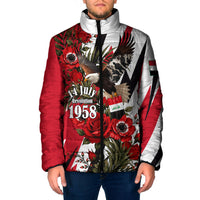 Iraq Revolution Soaring Eagle Padded Jacket Iraqi Flag Red Roses Floral Design