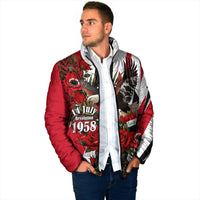 Iraq Revolution Soaring Eagle Padded Jacket Iraqi Flag Red Roses Floral Design