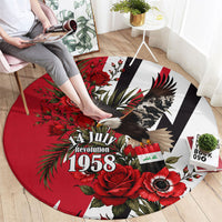 Iraq Revolution Soaring Eagle Round Carpet Iraqi Flag Red Roses Floral Design