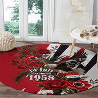 Iraq Revolution Soaring Eagle Round Carpet Iraqi Flag Red Roses Floral Design