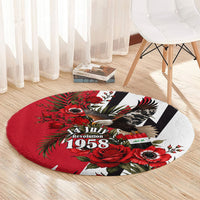Iraq Revolution Soaring Eagle Round Carpet Iraqi Flag Red Roses Floral Design