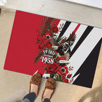 Iraq Revolution Soaring Eagle Rubber Doormat Iraqi Flag Red Roses Floral Design