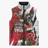 Iraq Revolution Soaring Eagle Sleeveless Puffer Jacket Iraqi Flag Red Roses Floral Design