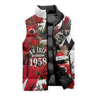 Iraq Revolution Soaring Eagle Sleeveless Puffer Jacket Iraqi Flag Red Roses Floral Design
