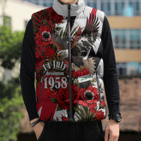 Iraq Revolution Soaring Eagle Sleeveless Puffer Jacket Iraqi Flag Red Roses Floral Design