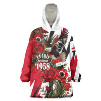 Iraq Revolution Soaring Eagle Wearable Blanket Hoodie Iraqi Flag Red Roses Floral Design