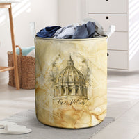 Vatican City St Peters Basilica Laundry Basket Papal Tiara - Tu Es Petrus Catholic Watercolor
