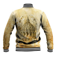 Vatican City St Peters Basilica Baseball Jacket Papal Tiara - Tu Es Petrus Catholic Watercolor