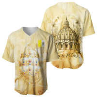Vatican City St Peters Basilica Baseball Jersey Papal Tiara - Tu Es Petrus Catholic Watercolor