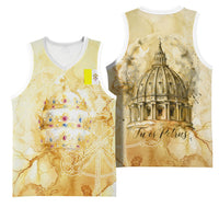 Vatican City St Peters Basilica Basketball Jersey Papal Tiara - Tu Es Petrus Catholic Watercolor