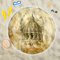 Vatican City St Peters Basilica Beach Blanket Papal Tiara - Tu Es Petrus Catholic Watercolor