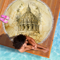 Vatican City St Peters Basilica Beach Blanket Papal Tiara - Tu Es Petrus Catholic Watercolor