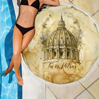 Vatican City St Peters Basilica Beach Blanket Papal Tiara - Tu Es Petrus Catholic Watercolor
