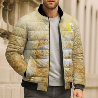 Vatican City St Peters Basilica Bomber Puffer Jacket Papal Tiara - Tu Es Petrus Catholic Watercolor