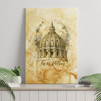 Vatican City St Peters Basilica Canvas Wall Art Papal Tiara - Tu Es Petrus Catholic Watercolor