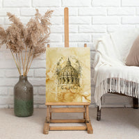 Vatican City St Peters Basilica Canvas Wall Art Papal Tiara - Tu Es Petrus Catholic Watercolor