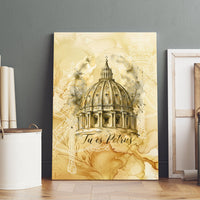 Vatican City St Peters Basilica Canvas Wall Art Papal Tiara - Tu Es Petrus Catholic Watercolor