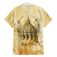 Vatican City St Peters Basilica Hawaiian Shirt Papal Tiara - Tu Es Petrus Catholic Watercolor