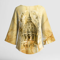 Vatican City St Peters Basilica Kimono Sleeve Blouse Papal Tiara - Tu Es Petrus Catholic Watercolor
