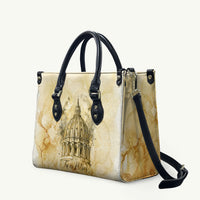 Vatican City St Peters Basilica Leather Bag Papal Tiara - Tu Es Petrus Catholic Watercolor