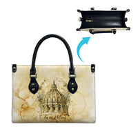 Vatican City St Peters Basilica Leather Bag Papal Tiara - Tu Es Petrus Catholic Watercolor